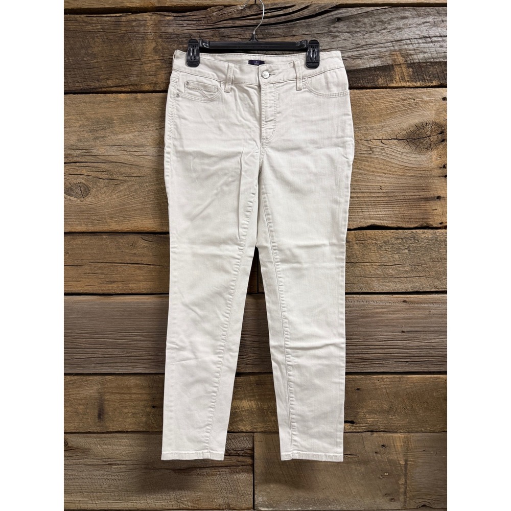 NYDJ Lift Tuck Technology Ankle Jeans Cream Off White Size 6 Slim Denim Pants